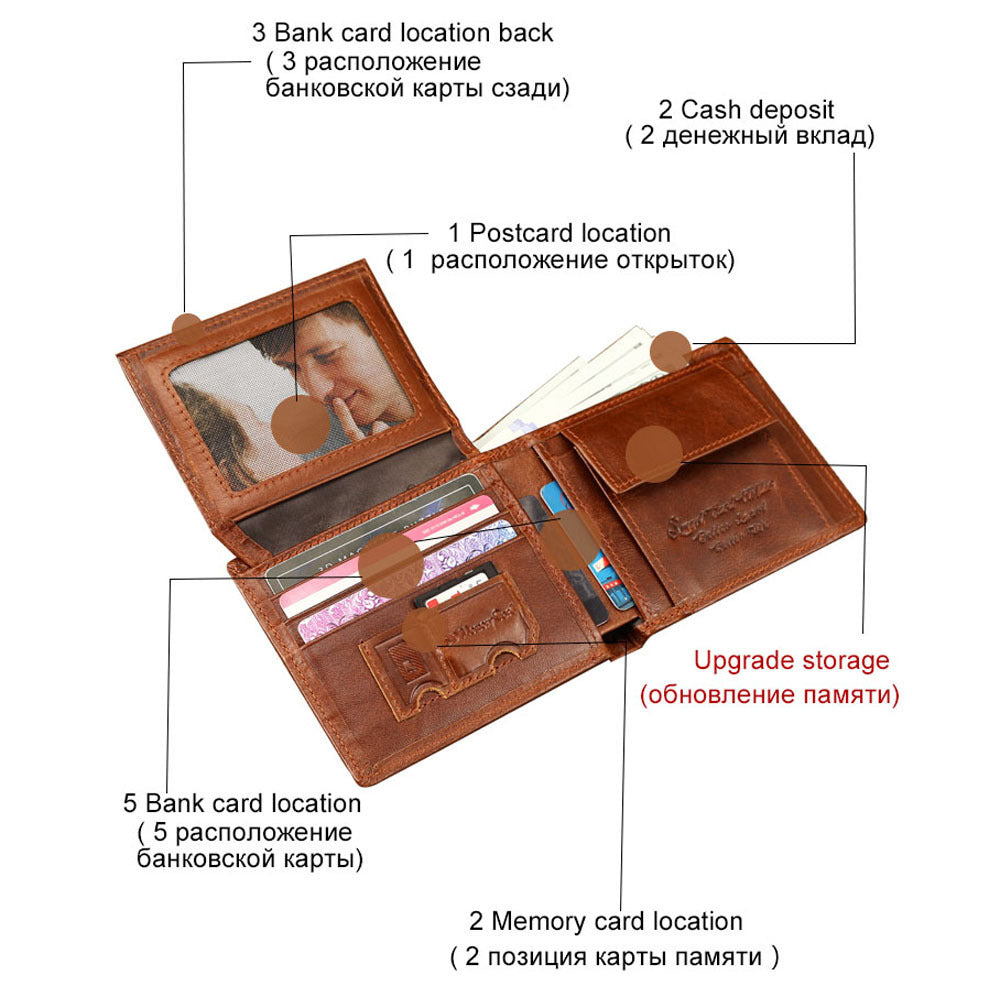 Compatible with Apple , Men's Wallet Anti-lost Leather Short Wallet Multifunction Card Case