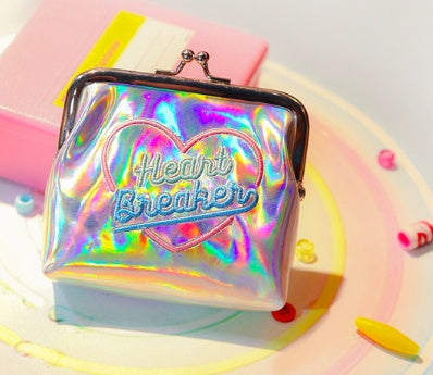 Bentoy Harajuku Girl Crush Mini Hologram Wallet Purse Women Laser Embroidery Short Wallet Clutch Card Holder Coin Purse Money B