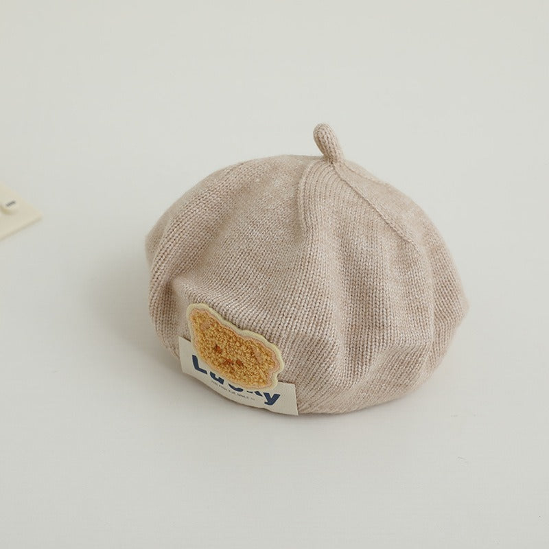 Children Spring and Autumn Beret Baby Cute Bear Hat Korean Version Male and Female Baby Corduroy Painter Hat