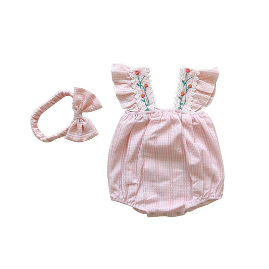 Summer Baby Bodysuit Sleeveless Romper Korean Version Plaid Jacquard Baby Bag Fart Clothes To Go Out Romper