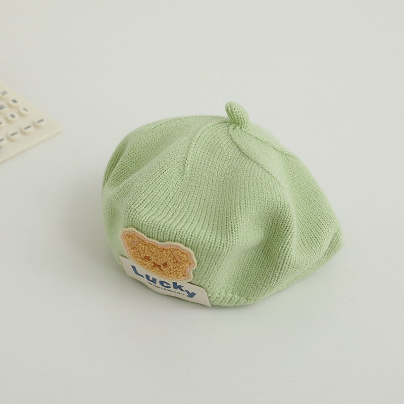 Children Spring and Autumn Beret Baby Cute Bear Hat Korean Version Male and Female Baby Corduroy Painter Hat