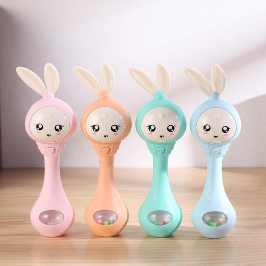 Musical Flashing Baby Rattles Infant Bells Juguetes Rabbit Hand Bells Rattles Newborn Baby Toy Early Educational Baby Toys 0-12M