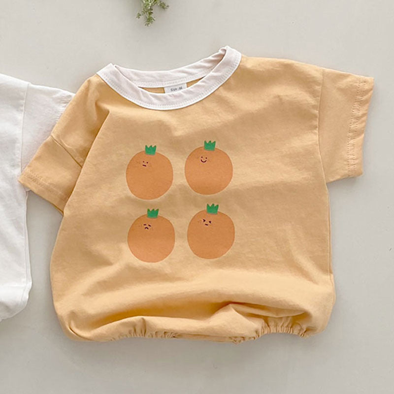 Ins Baby Refreshing Fruit Short-Sleeved Jumpsuit Baby Summer Cotton Comfortable Bag Fart Romper