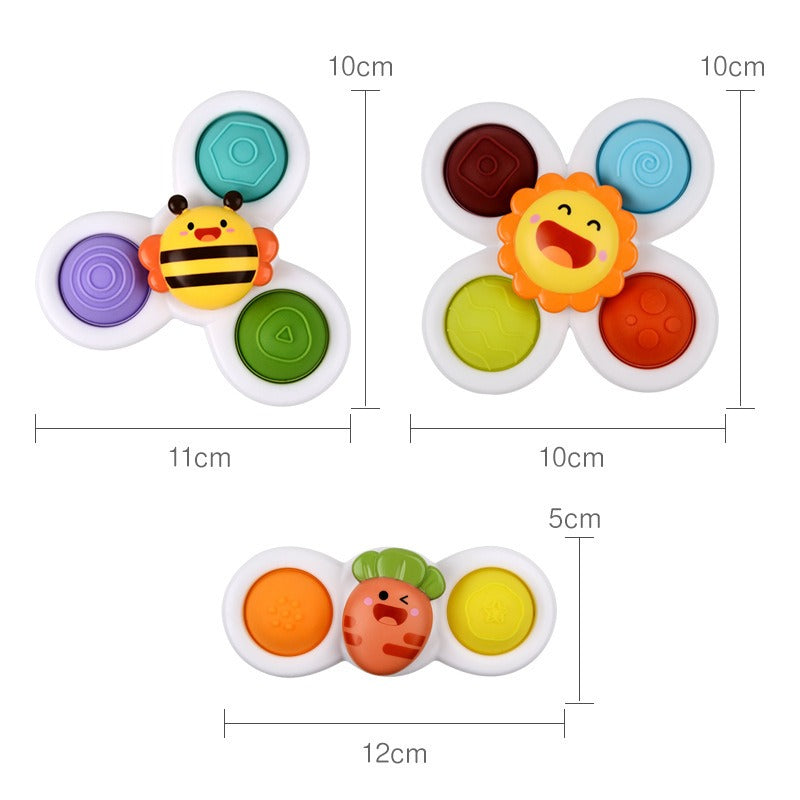 Baby suction cup rotating happy baby cartoon fingertips top gum bathroom shower rotating happy toy