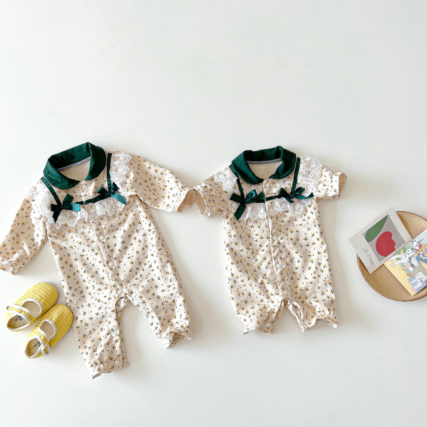 Baby jumpsuit spring and autumn romper girl baby lace outing suit newborn cotton thin section