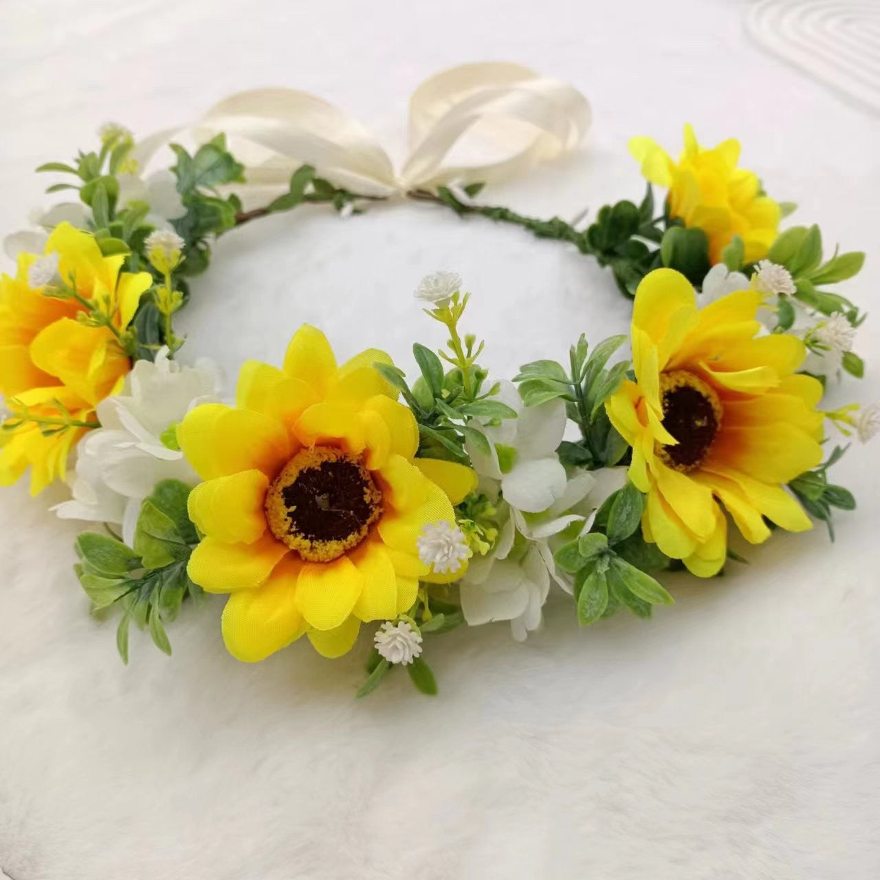 Hawaiian Sun Wreath Headwear, European and American Beautiful Bridal Hairband, Wedding Hair Ornament, Headflower