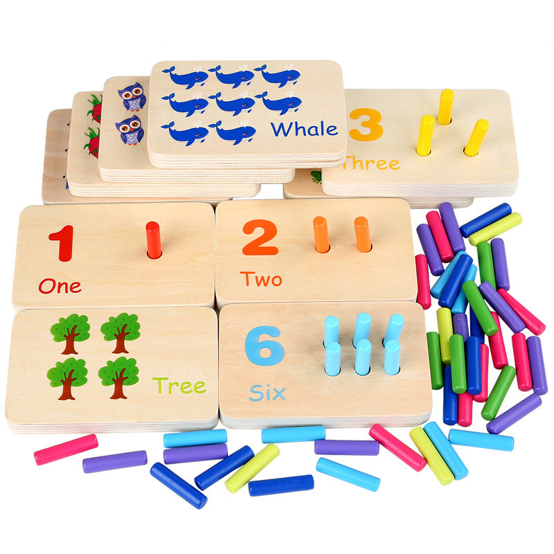 Montessori Sensory Early Education Mathematics Learning Stick Color Cognitive Matching Board Wooden Stick Game Puzzle Toy