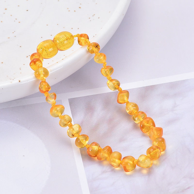 Baltic Sea Natural Amber Baby Bracelet Baby Diy Irregular Amber Hand String Jewelry