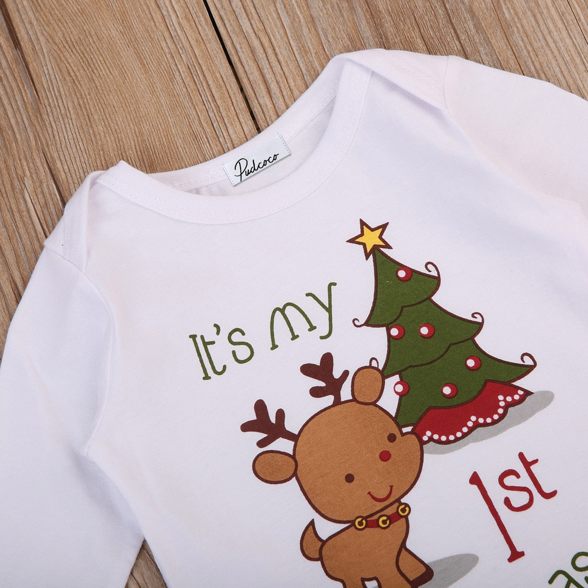 christmas baby romper newborn infant baby boys girls cartoon deer Christmas tree print long sleeves romper autumn baby clothing