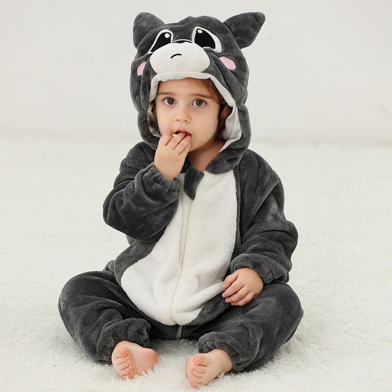 Flannel Romper Baby Pajamas Animal Jumpsuit