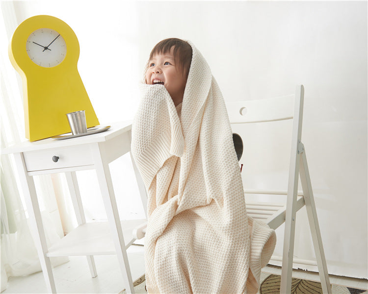 Summer Cotton Baby Knitted Wild Shawl Wool Blanket Air Conditioning Thin Nap Baby Cover Blanket