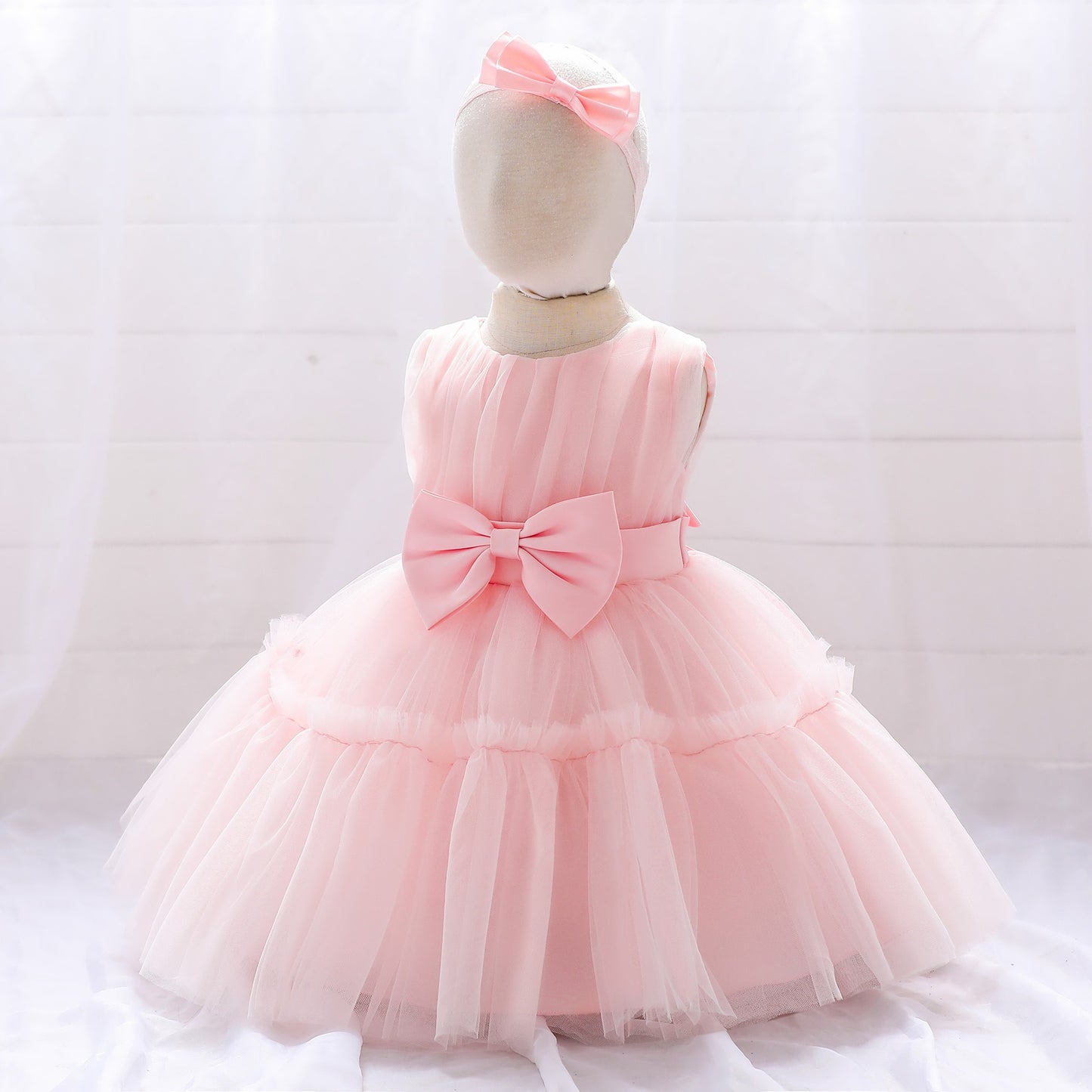 Children's mesh dress princess dress baby fluffy dress baby one year old wedding dress evening dress