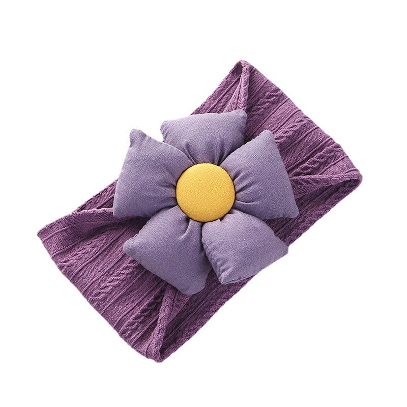 Children's Headband Jacquard Nylon Flower Baby Headband Soft Non-Scratch Wide-Brimmed Baby Headband