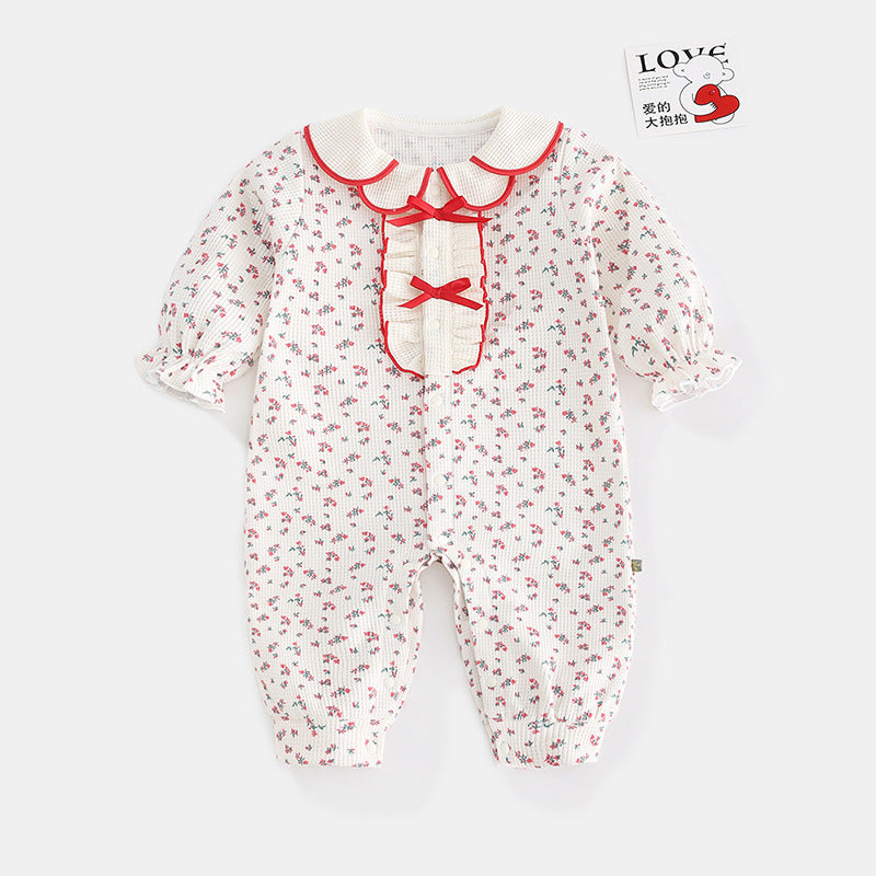 Baby Onesie Fall New Baby Girl Clothes Pastoral Style Small Floral Climbing Clothes Newborn Baby Clothes