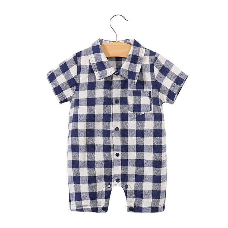 Baby Bodysuit Short Sleeve Baby Full Moon Clothing Newborn Thin Gentleman Romper Creeper