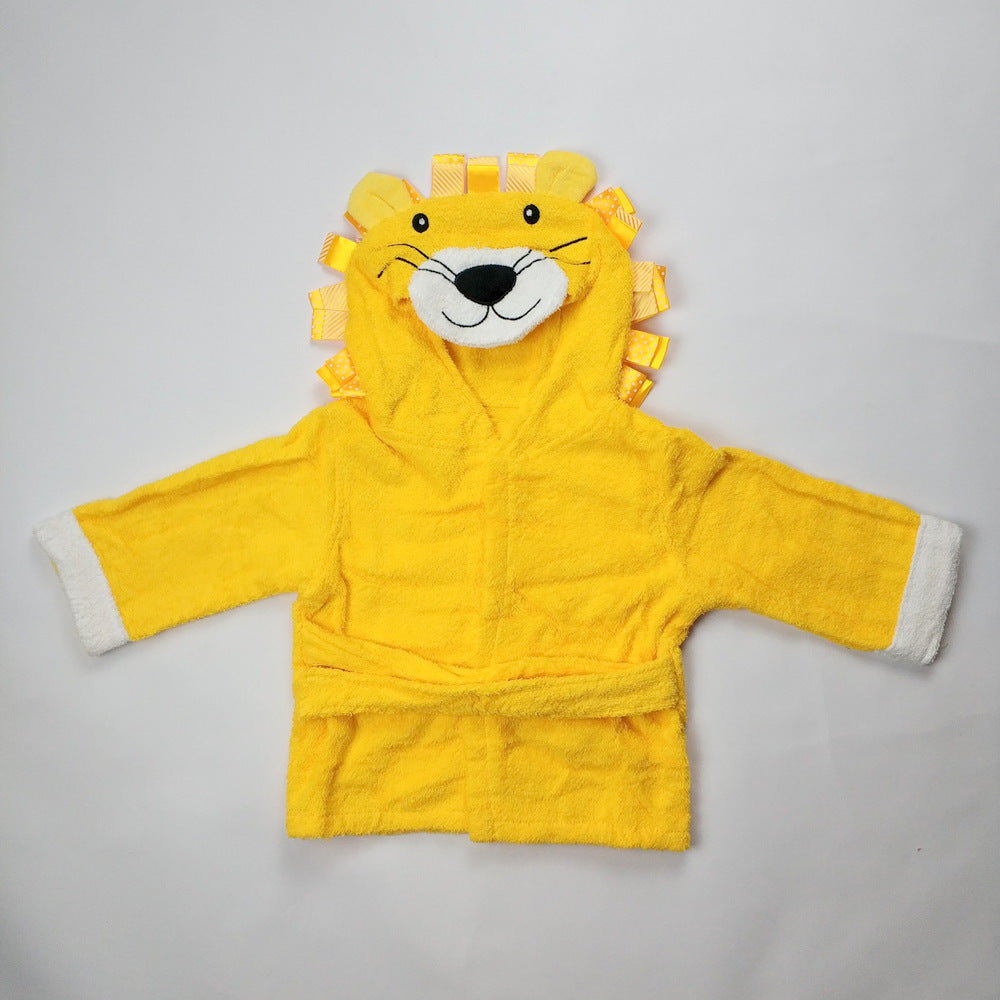 Children's Cardigan Hooded Animal Bathrobe Baby Home Clothes Cotton Towel Material Baby Absorbent Bath Towel