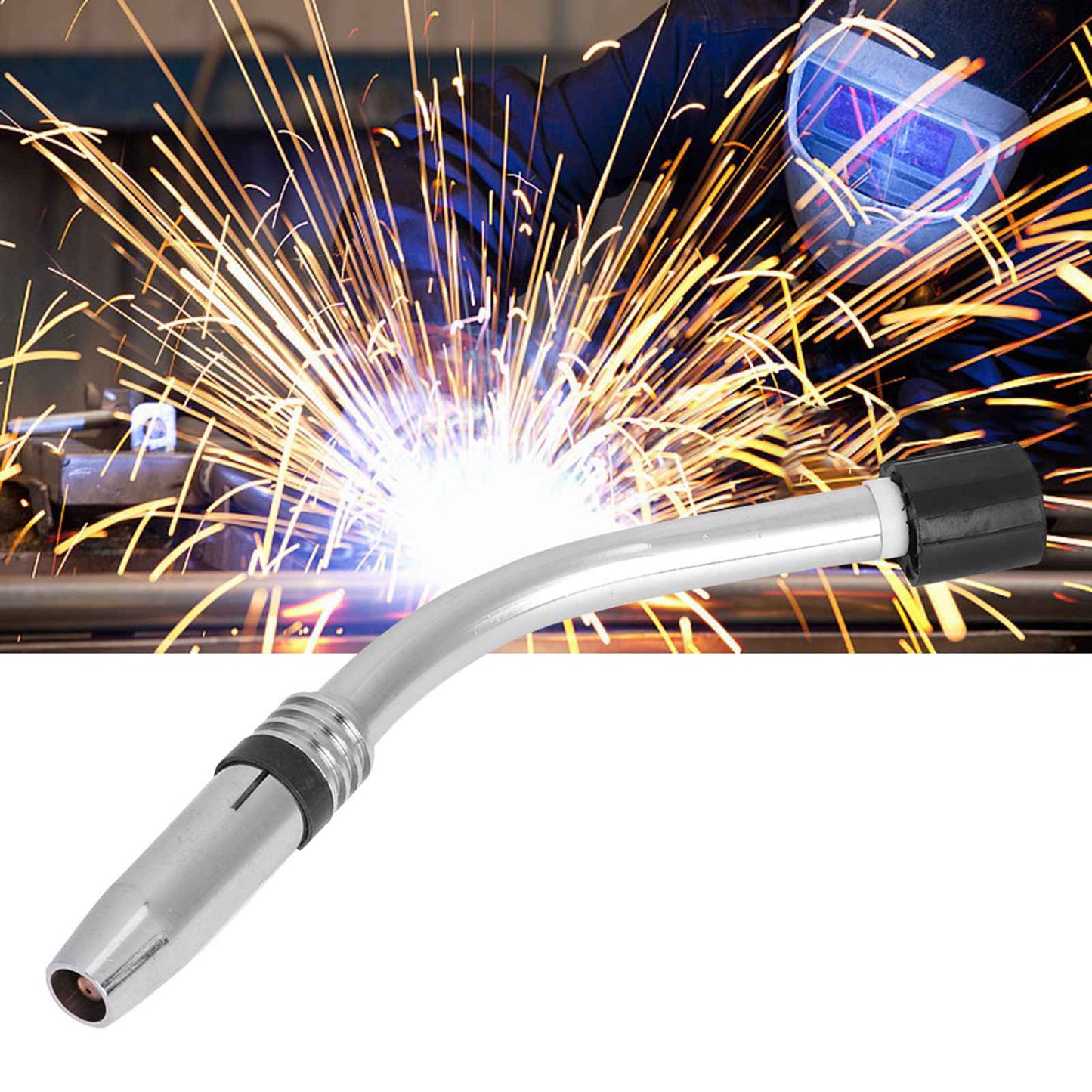 24KD Welding Torch Swan Neck MIG for Binzel Abicor Style W/Nozzle 9mm Stainless Steel Brass