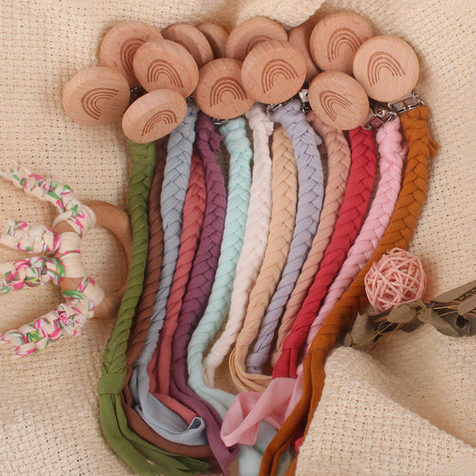 Baby Products Rainbow Beech Wood Pacifier Clip