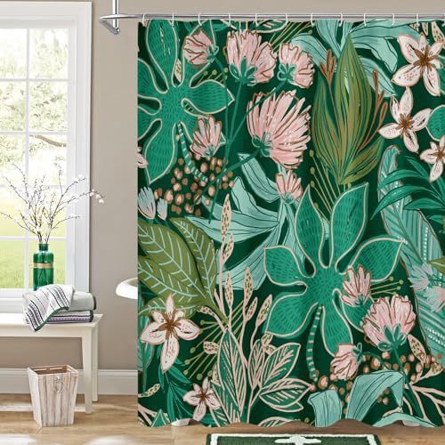 Polyester 3d Digital Printing Shower Curtain Waterproof Abstract Leaves