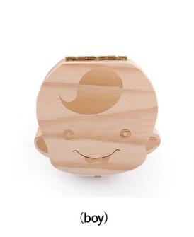 Wooden baby milk teeth box