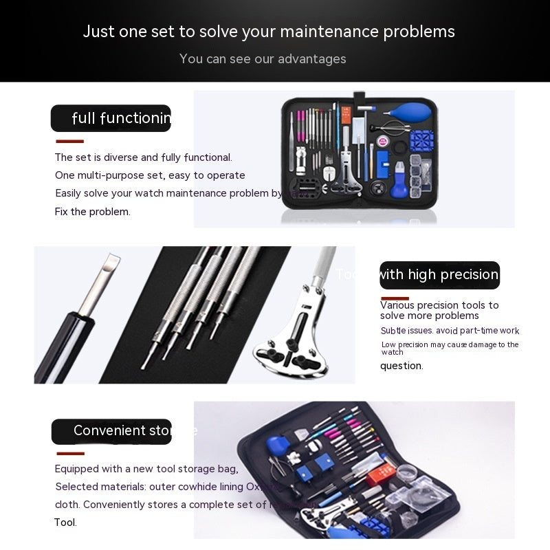 Watch Repair Kit Tool Suit Multi-function Repair Disassembly Battery Replacement Combination Watch Repair Tool