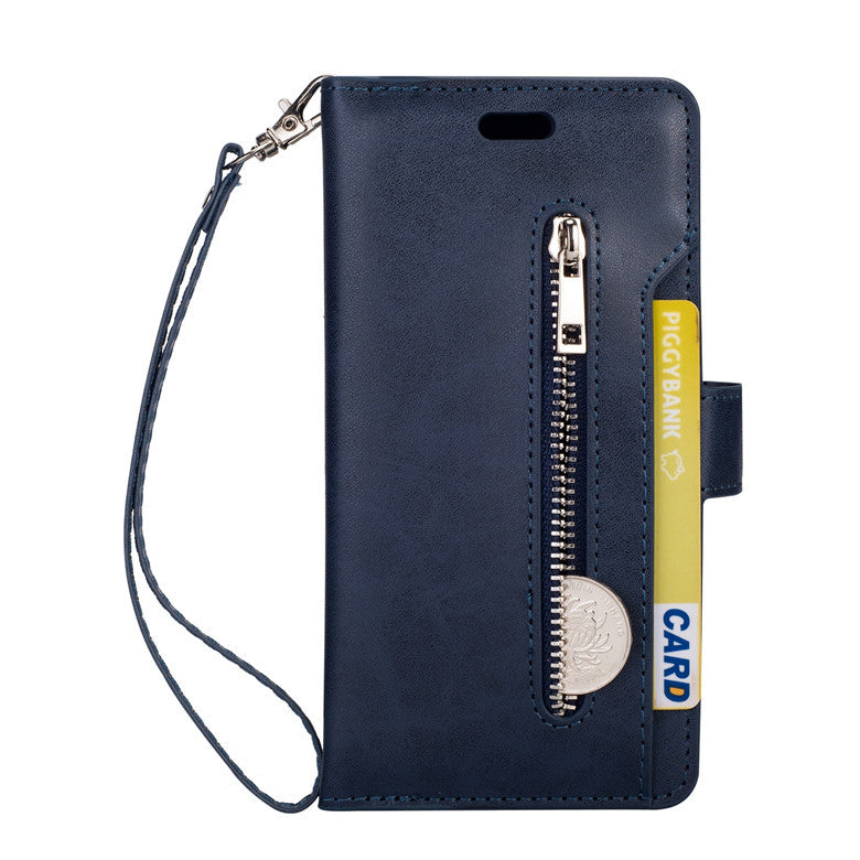 Multi function zipper wallet mobile leather case