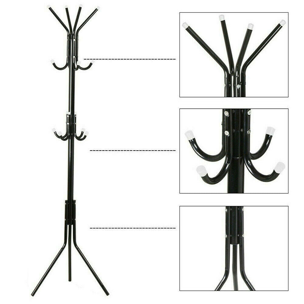 Coat Stand CoatHatJacketUmbrella Floor Standing Rack Clothes Hanger Hooks UK