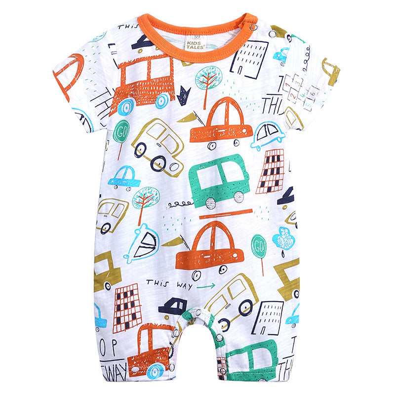 Cartoon doodle baby romper short sleeve baby jumpsuit