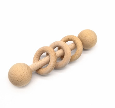 Baby Teething Wooden Ring Play Gym Baby Teether Chew Montessori Stroller Toy Pram Shower Gifts Baby Rattles