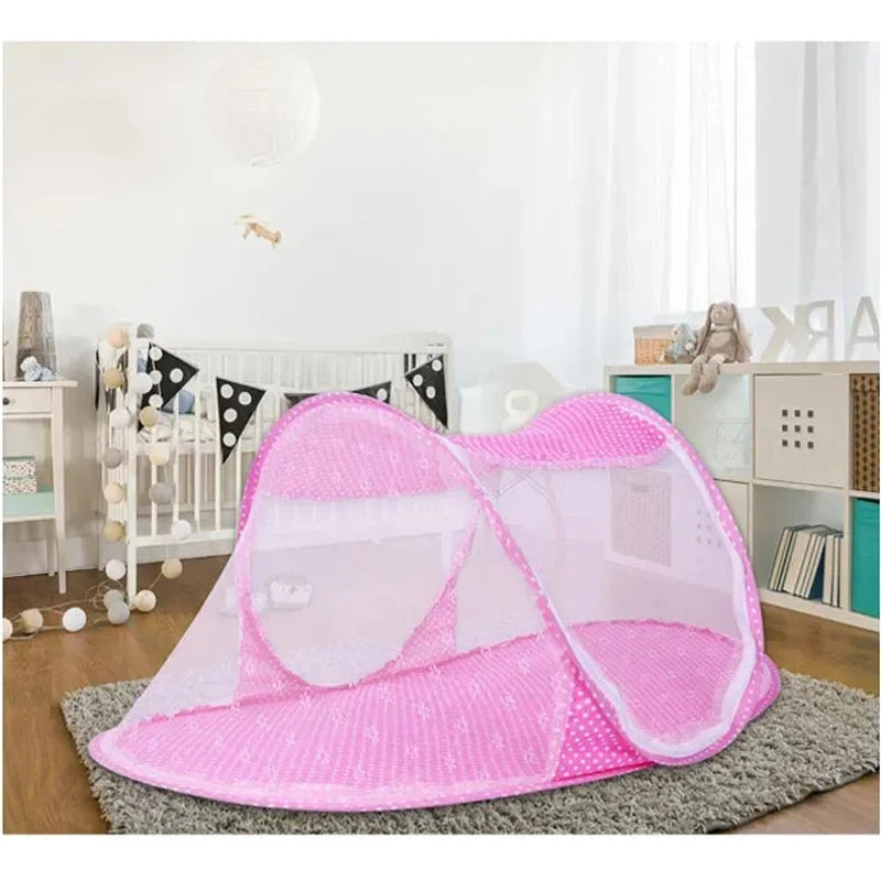 Folding mosquito net with sleeping pad pillow mosquito net bed three piece set music 0-3 year old children's mosquito net