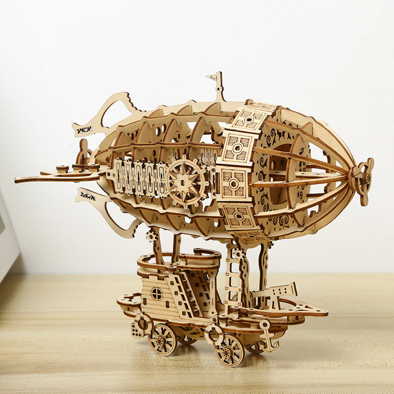 3D creative three-dimensional puzzle manual DIY wooden airship assembly tabletop decoration model children's small toy gifts