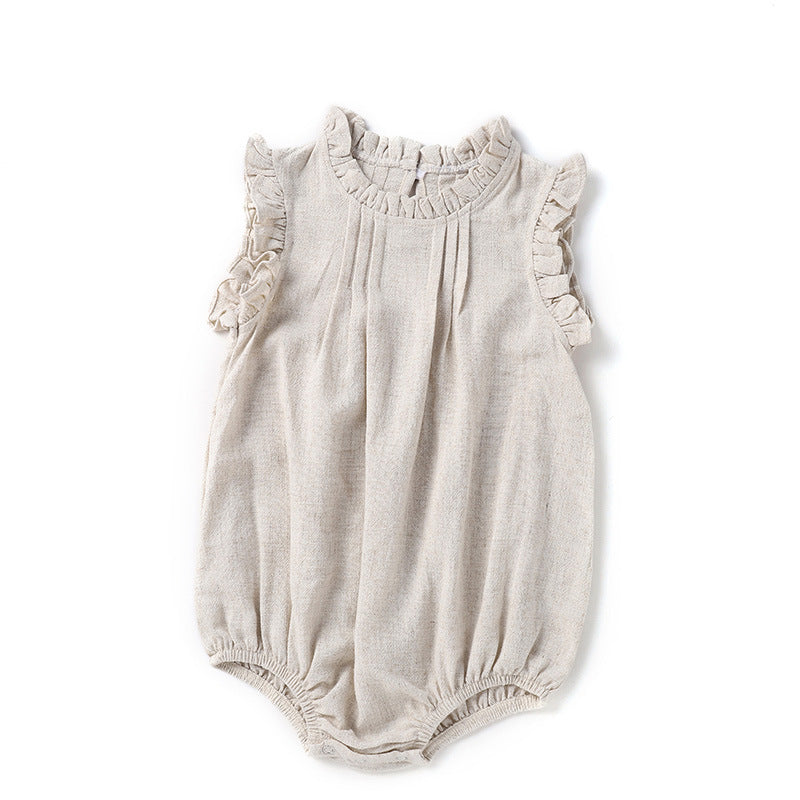 Baby Onesie New Solid Color Romper Linen Breathable Romper Girl Baby Clothes