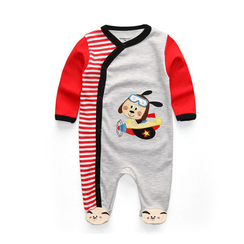 Newborn pure cotton double button crawling clothes baby jumpsuit closed door children's clothing