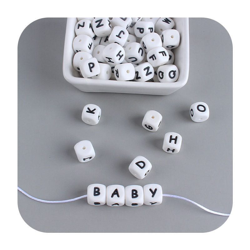 12mm Baby Products 26 Silicone English Beads DIY Baby Name Fork Teether Accessories