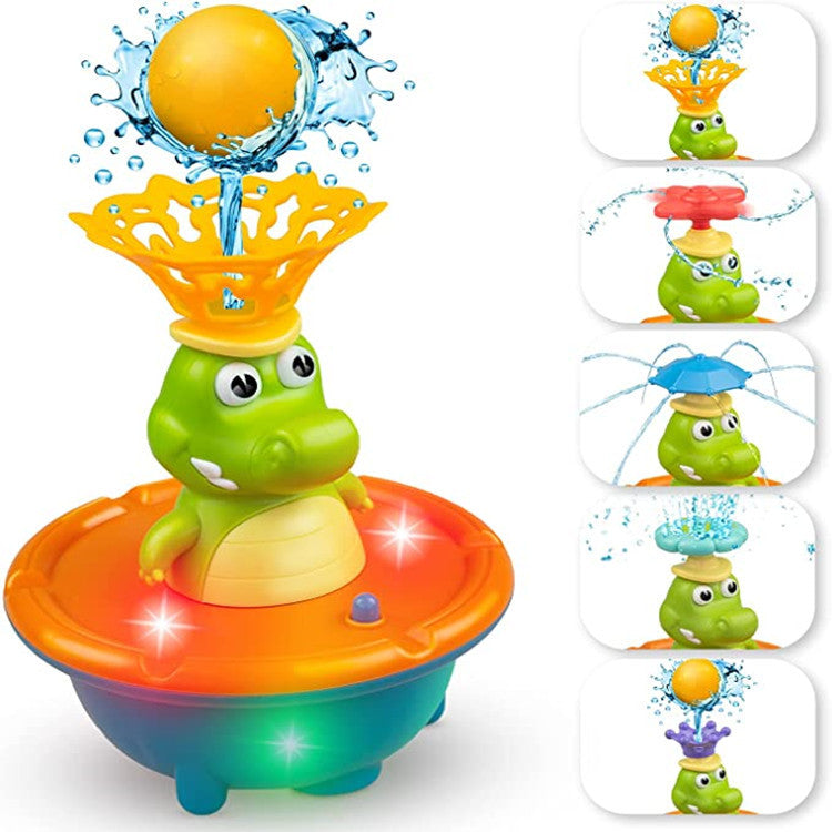 New Water Spray Crocodile Toy Baby Shower Bathroom Toy Baby Shower with Light Rotating Sprinkler