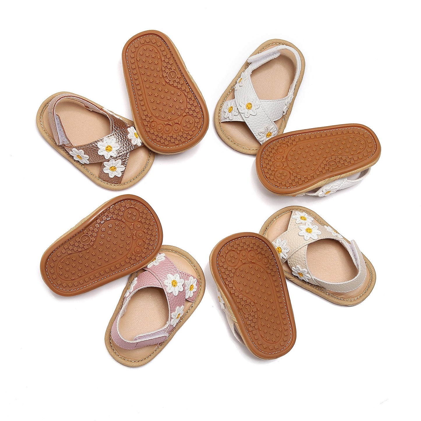 Cross strap small flower children's and girls' sandals, baby and baby comfortable walking shoes