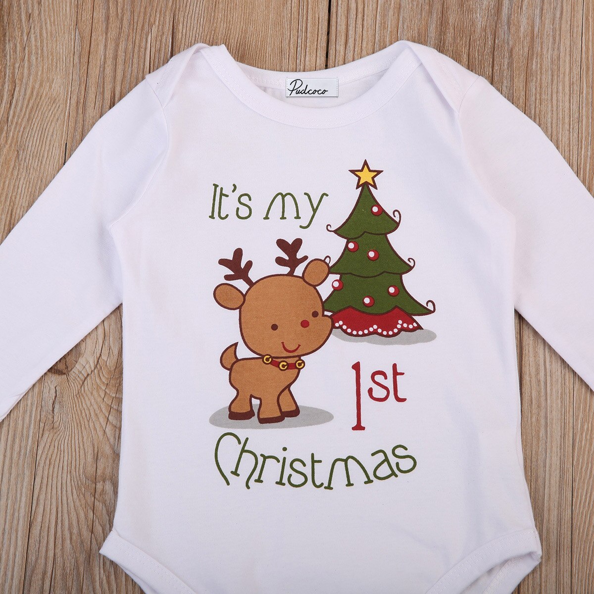 christmas baby romper newborn infant baby boys girls cartoon deer Christmas tree print long sleeves romper autumn baby clothing