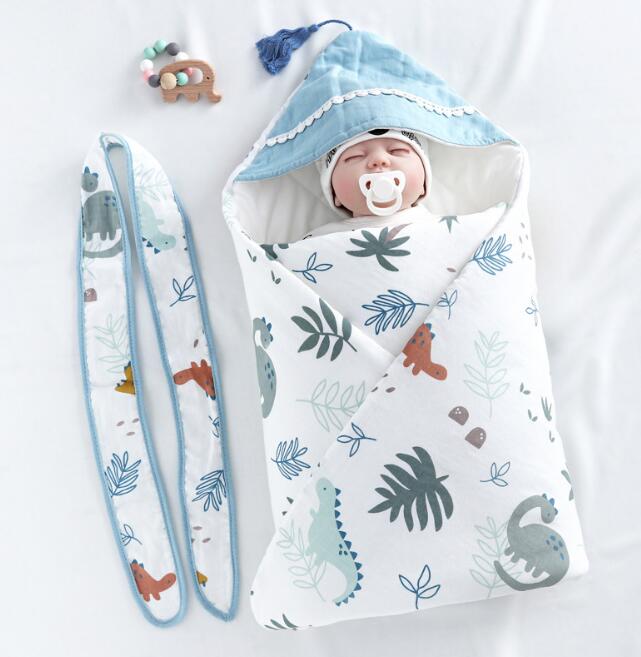 Newborn Baby Blanket Wrapper Cotton Spring Newborn Baby Quilt Double Layers Swaddle Wrap Cotton Baby Anti-shock Sleeping Bag