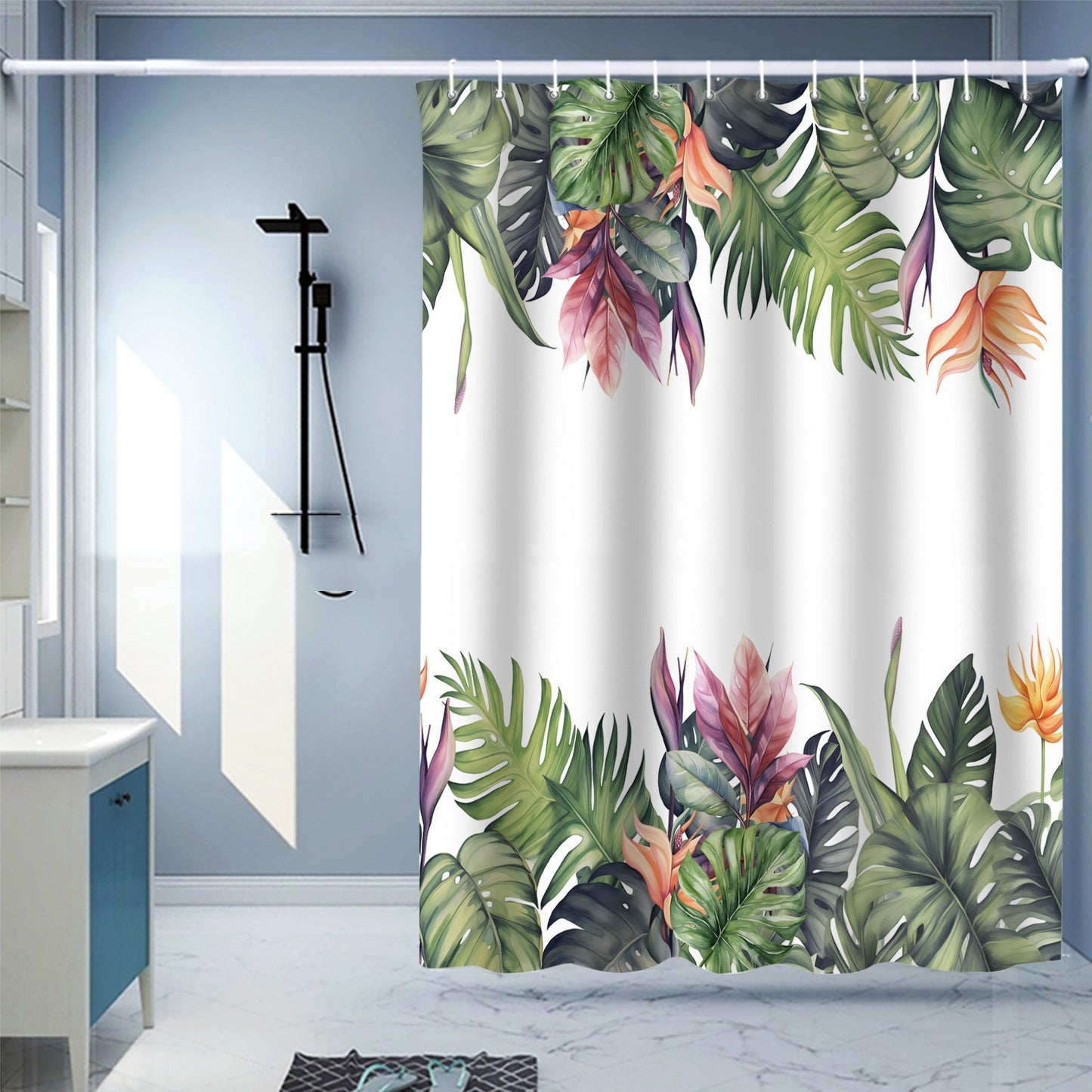 Waterproof Shower Curtain Digital Printing Punch-free