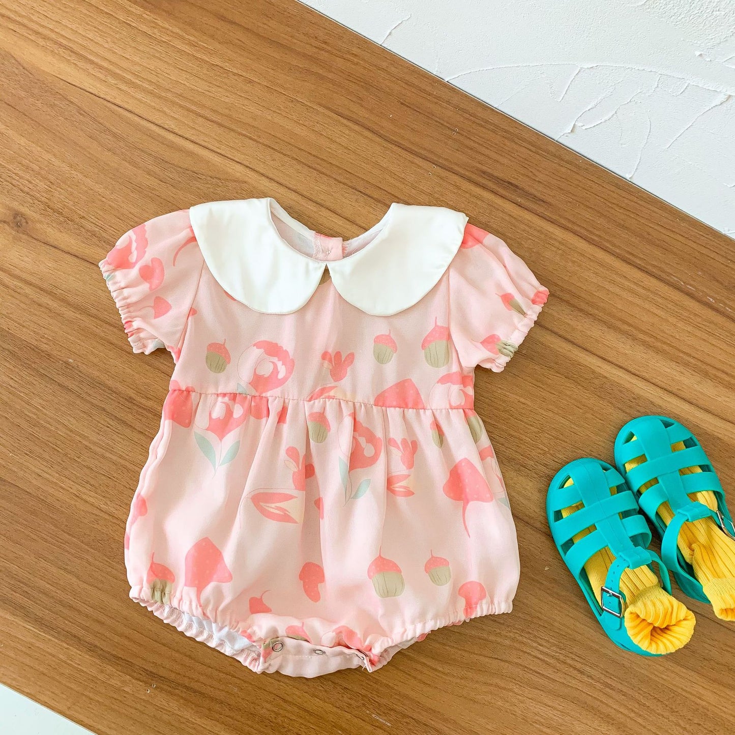 Summer New Newborn Korean Baby Girl Baby Lapel Jumpsuit Baby Romper Romper