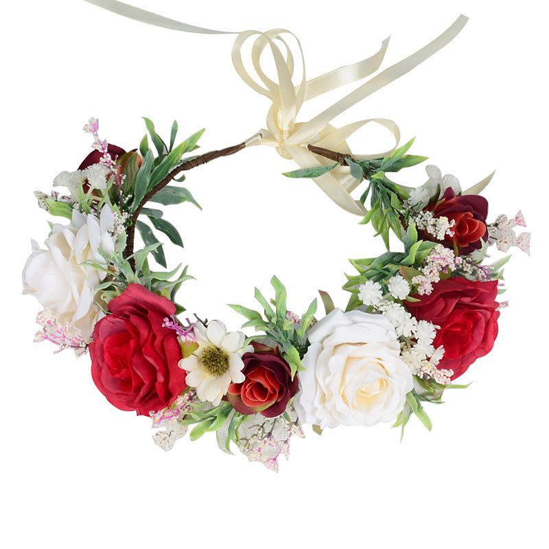 Flower garland headwear Hawaiian flower girl beautiful super fairy bride rose ring accessory