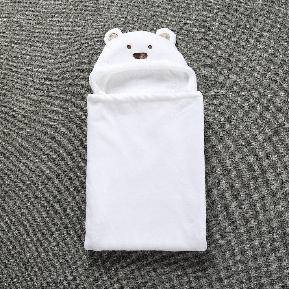 Baby Coral Fleece Cuddle Baby Cuddle Blanket Newborn Baby Bear Air Conditioning Blanket Package Towel Cover Blanket