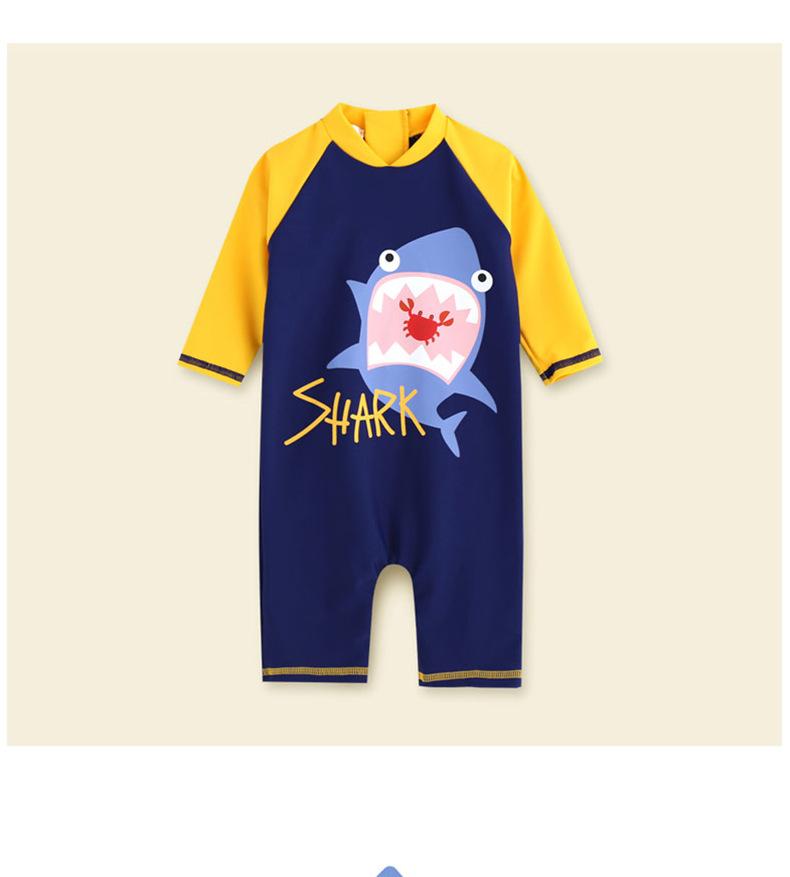 Swimwear Baby Kids Long Sleeve Blue Fish Baby Boy Swimwear Suits One Piece Swimsuit Baby Swimsuit Bathing Suits 80-130cm Baby