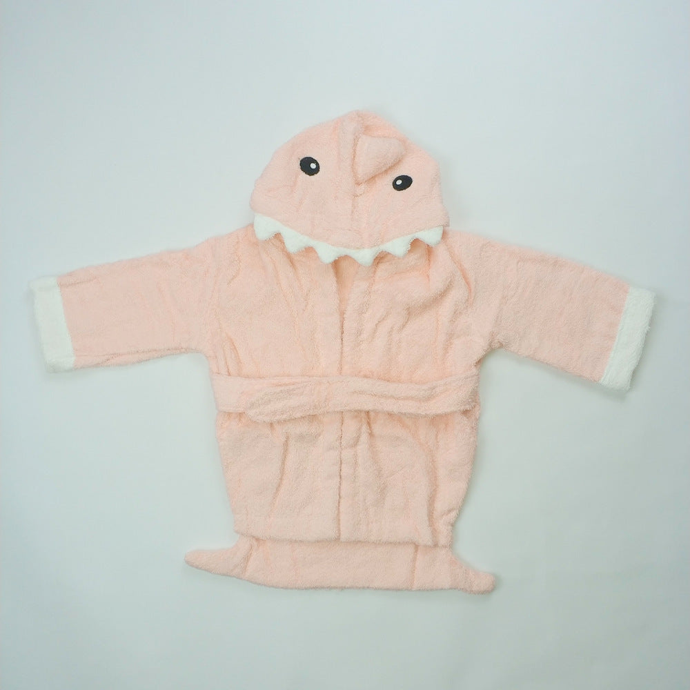 Children's Cardigan Hooded Animal Bathrobe Baby Home Clothes Cotton Towel Material Baby Absorbent Bath Towel