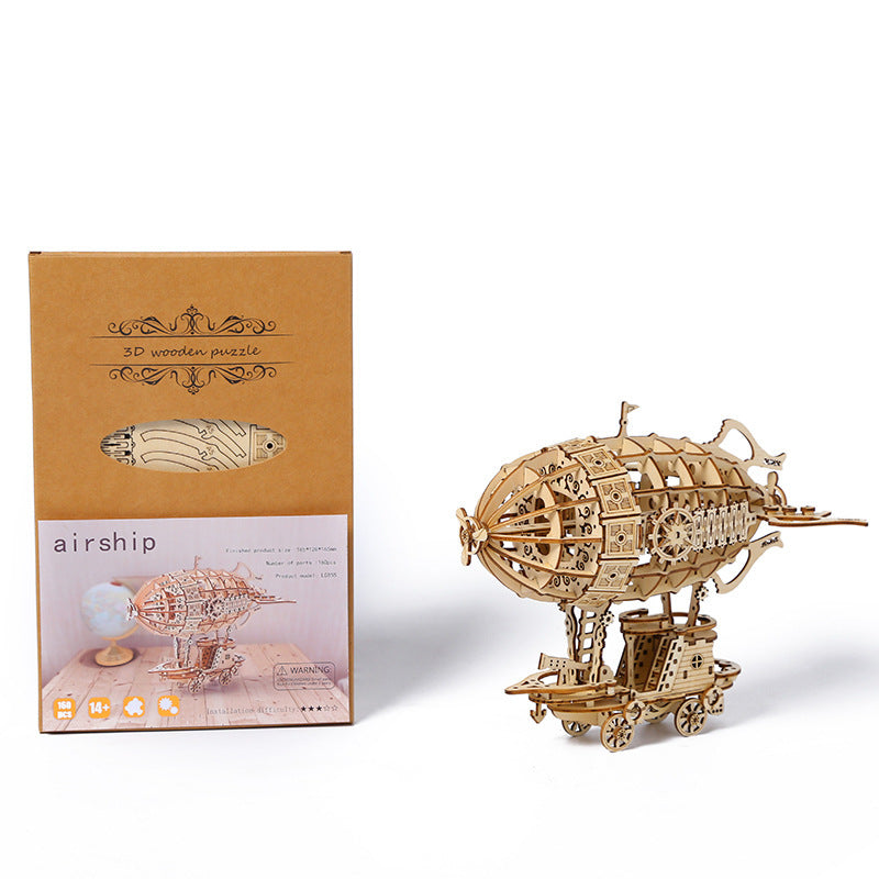 3D creative three-dimensional puzzle manual DIY wooden airship assembly tabletop decoration model children's small toy gifts