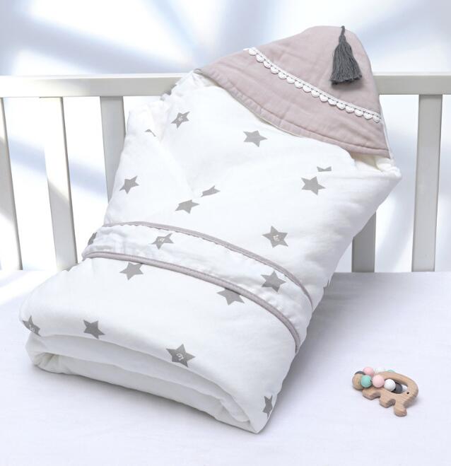 Newborn Baby Blanket Wrapper Cotton Spring Newborn Baby Quilt Double Layers Swaddle Wrap Cotton Baby Anti-shock Sleeping Bag