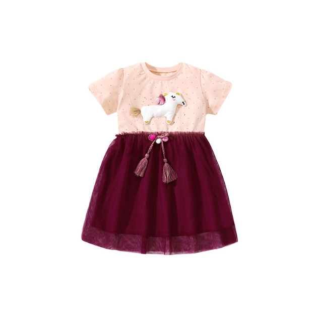 Mädchen rock sommer neue kinder prinzessin rock kurzarm mesh mädchen kleid