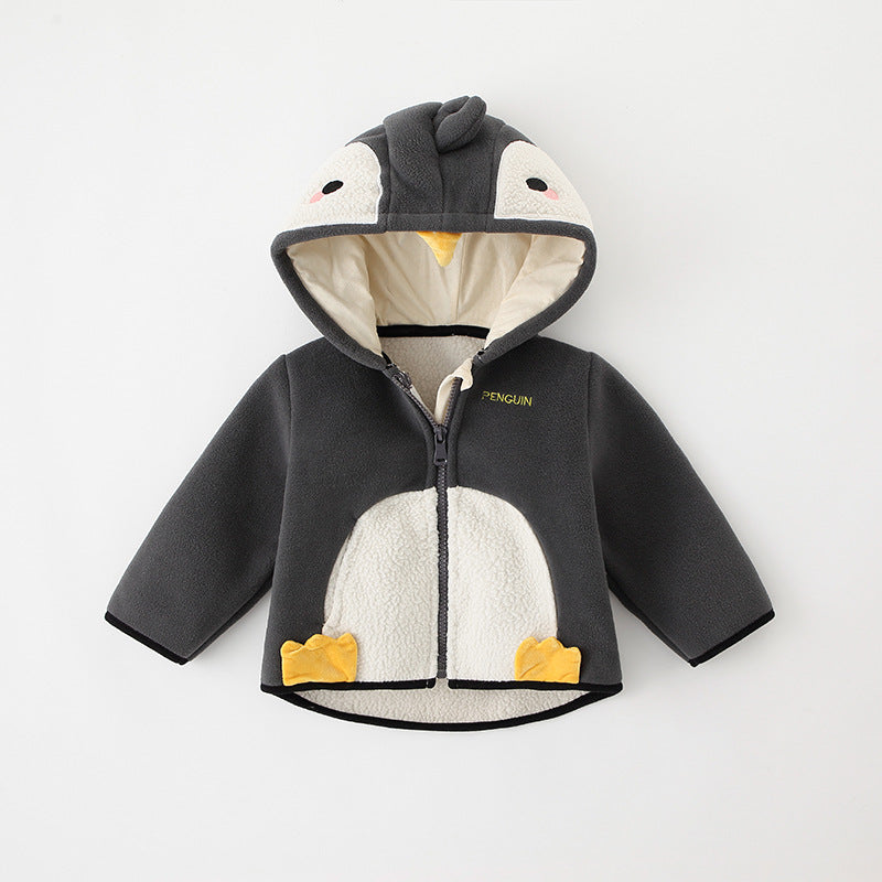 Girls Polar Fleece Jacket Boys Coat Autumn and Winter Clothes Baby Fleece Hooded Tops Baby Clothes