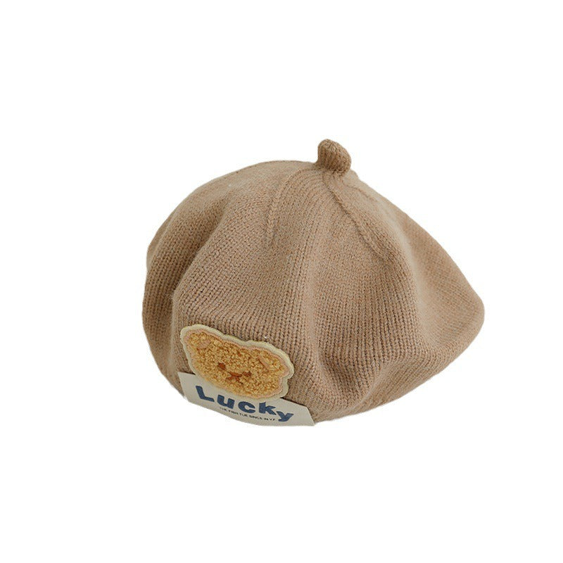 Children Spring and Autumn Beret Baby Cute Bear Hat Korean Version Male and Female Baby Corduroy Painter Hat