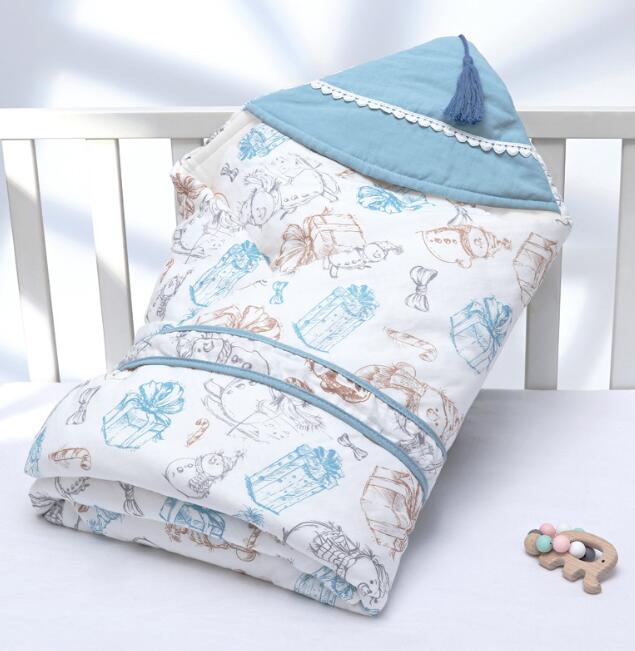 Newborn Baby Blanket Wrapper Cotton Spring Newborn Baby Quilt Double Layers Swaddle Wrap Cotton Baby Anti-shock Sleeping Bag